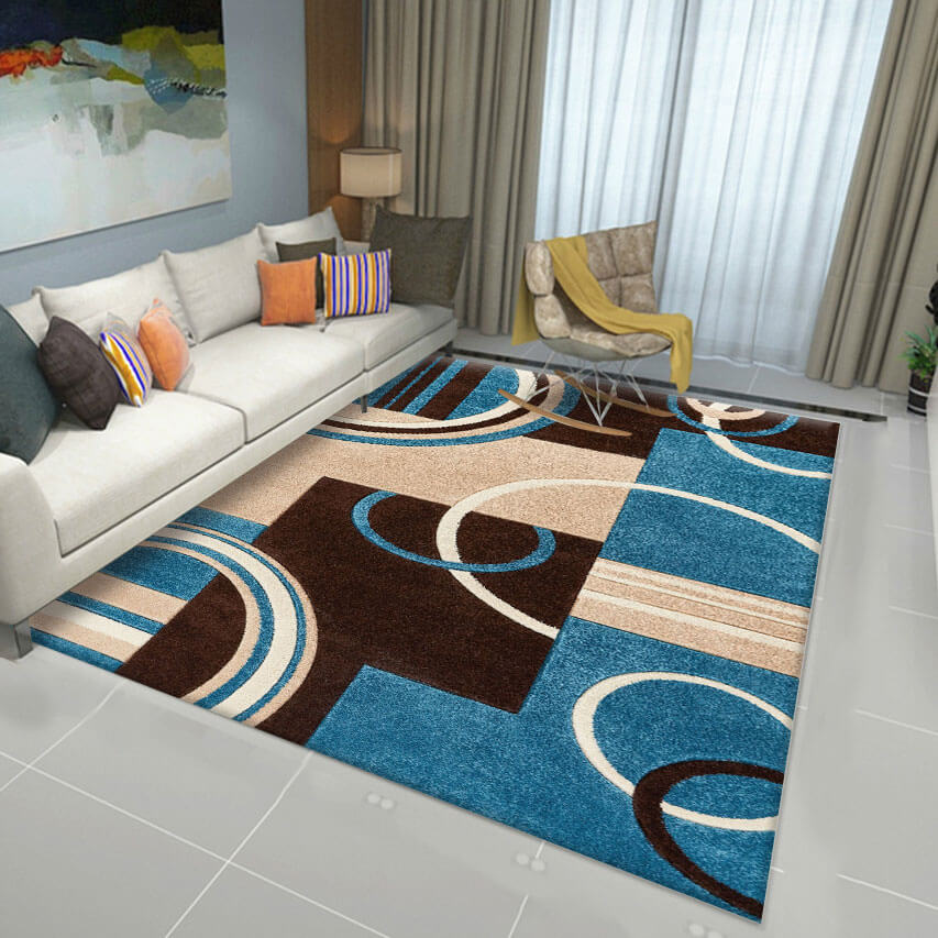 Modern Wavy Circles Design Area Rug balarugs