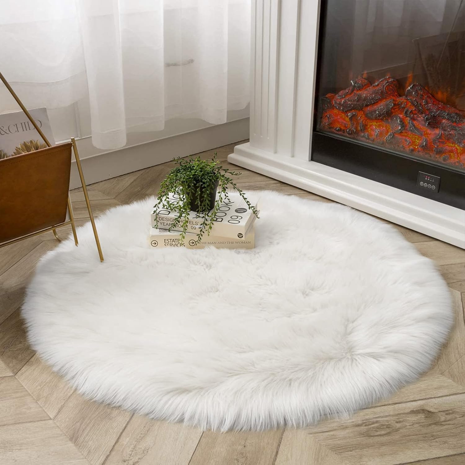 Luxurious Faux Sheepskin Round Rug,Ultra Soft Home Decor