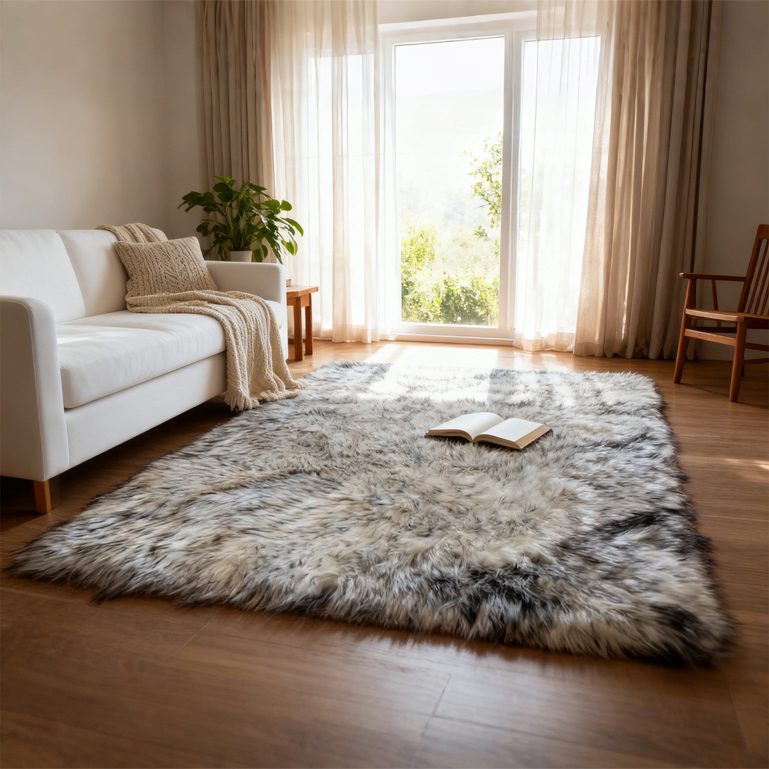 Luxury Washable Faux Sheepskin Rug - Pet & Stain Proof Shag Carpet for Home