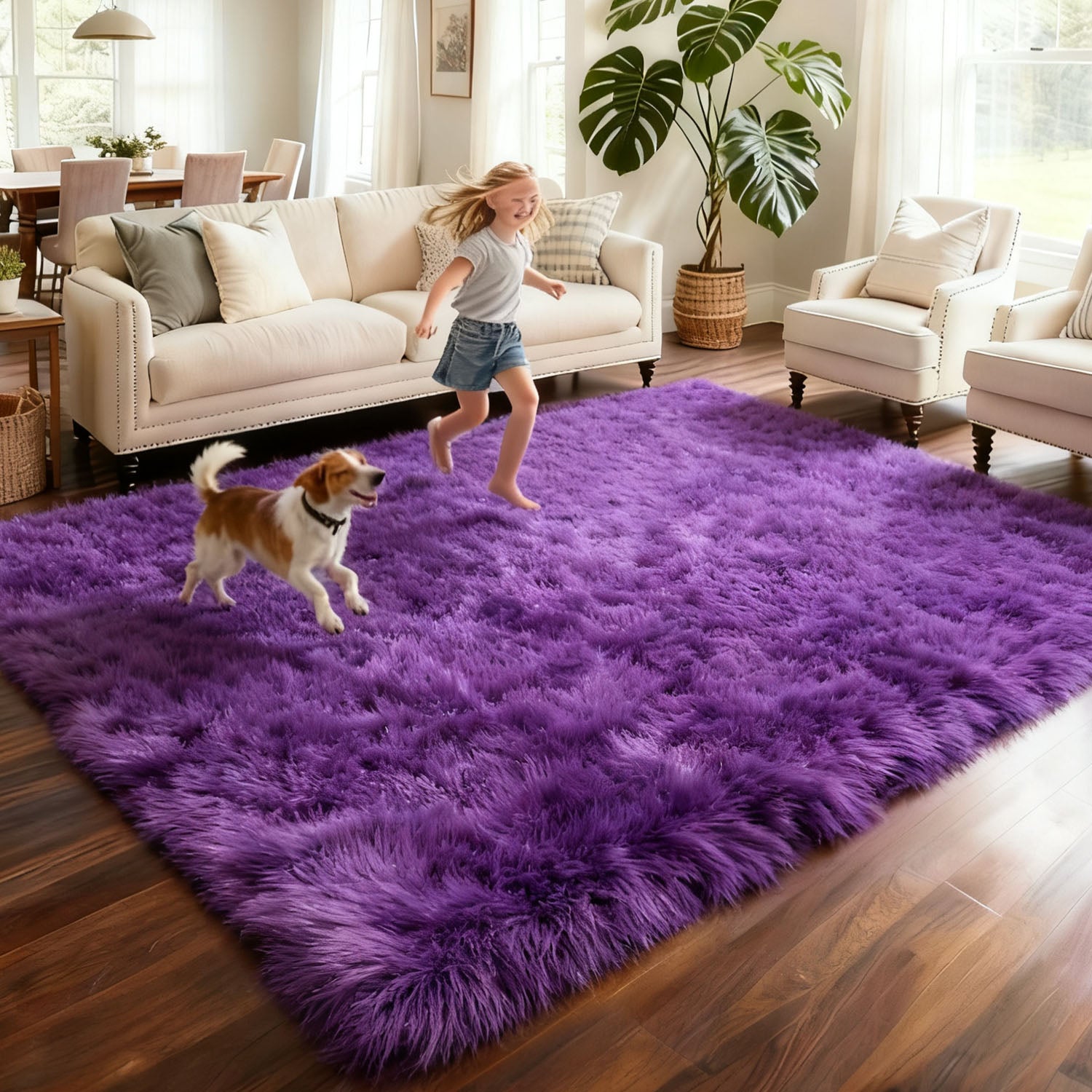 Luxury Washable Faux Sheepskin Rug - Pet & Stain Proof Shag Carpet for Home
