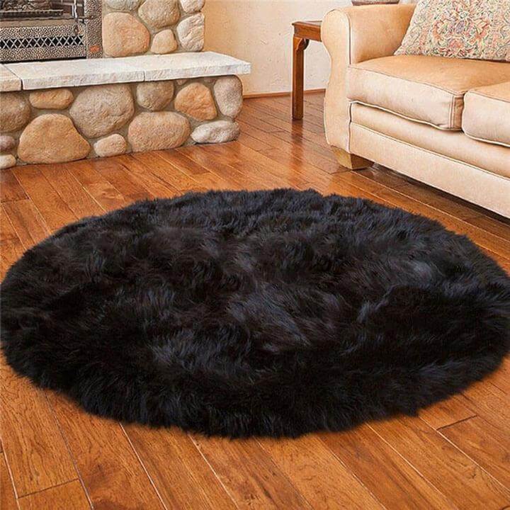 Luxurious Faux Sheepskin Round Rug,Ultra Soft Home Decor