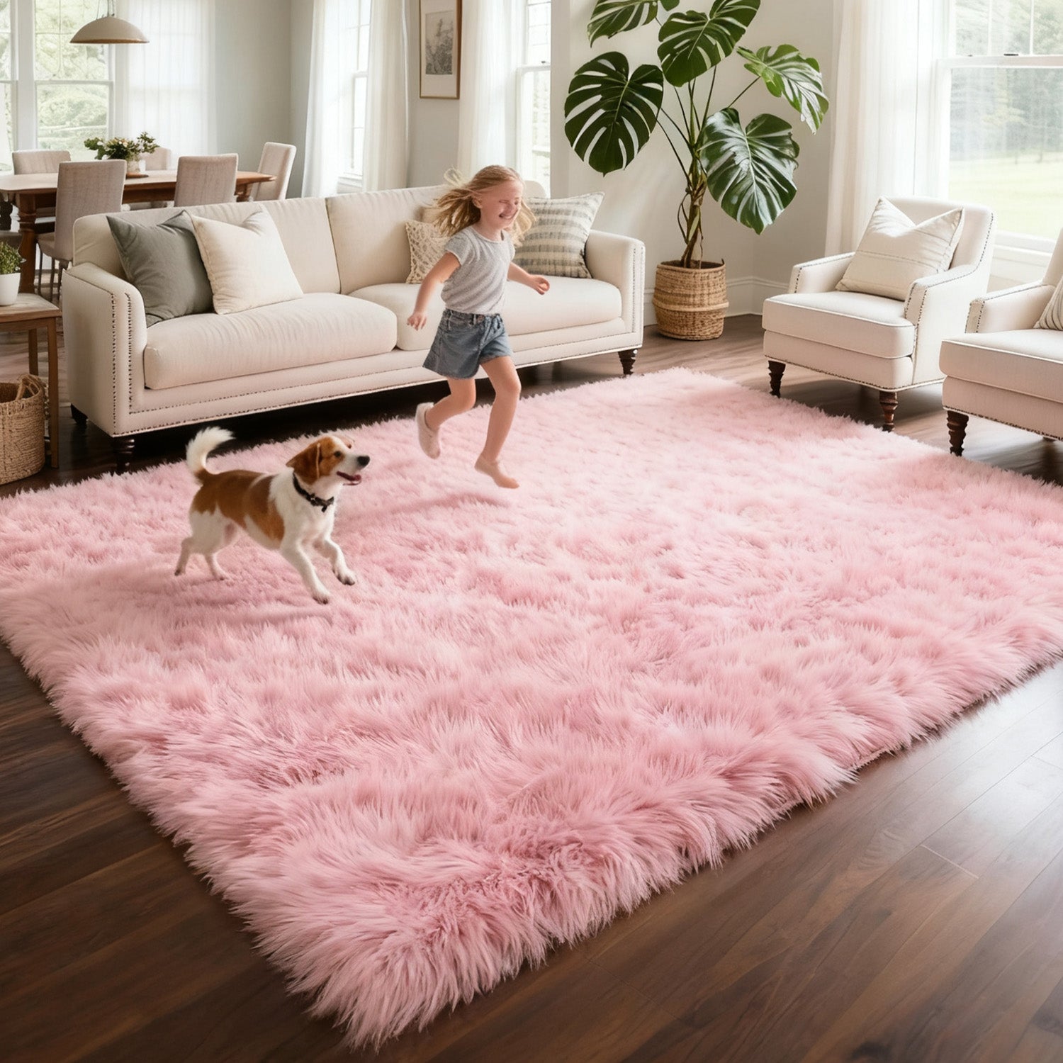 Luxury Washable Faux Sheepskin Rug - Pet & Stain Proof Shag Carpet for Home