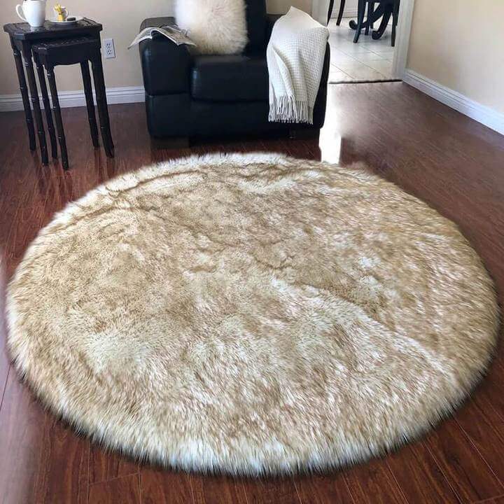Luxurious Faux Sheepskin Round Rug,Ultra Soft Home Decor