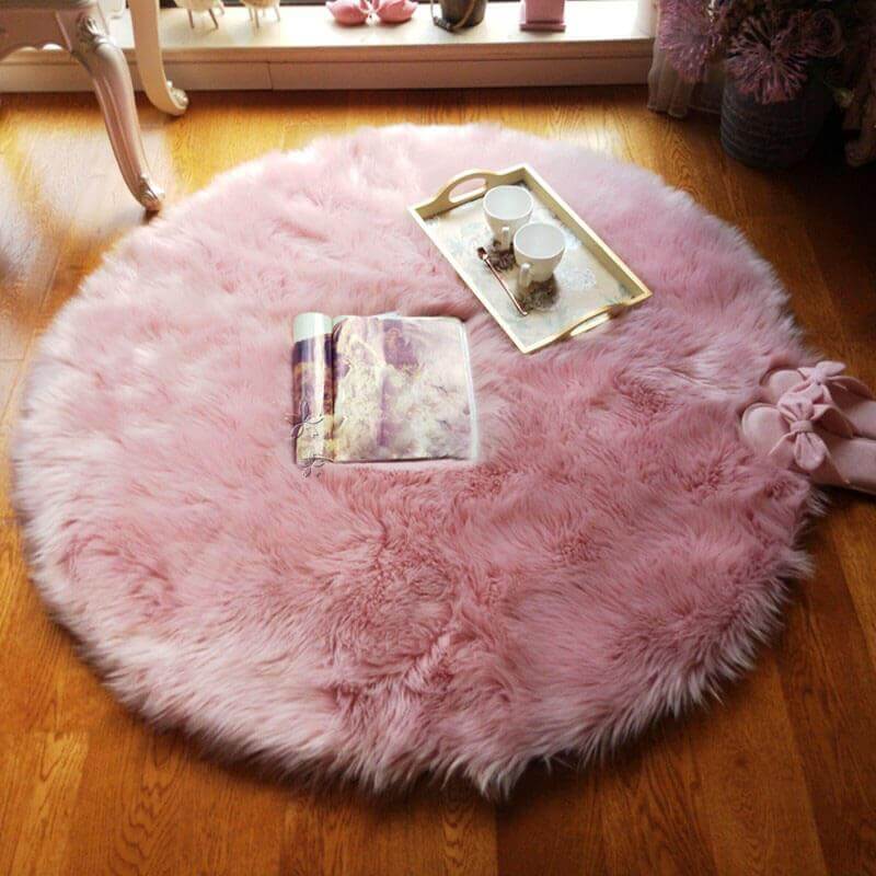 Luxurious Faux Sheepskin Round Rug,Ultra Soft Home Decor