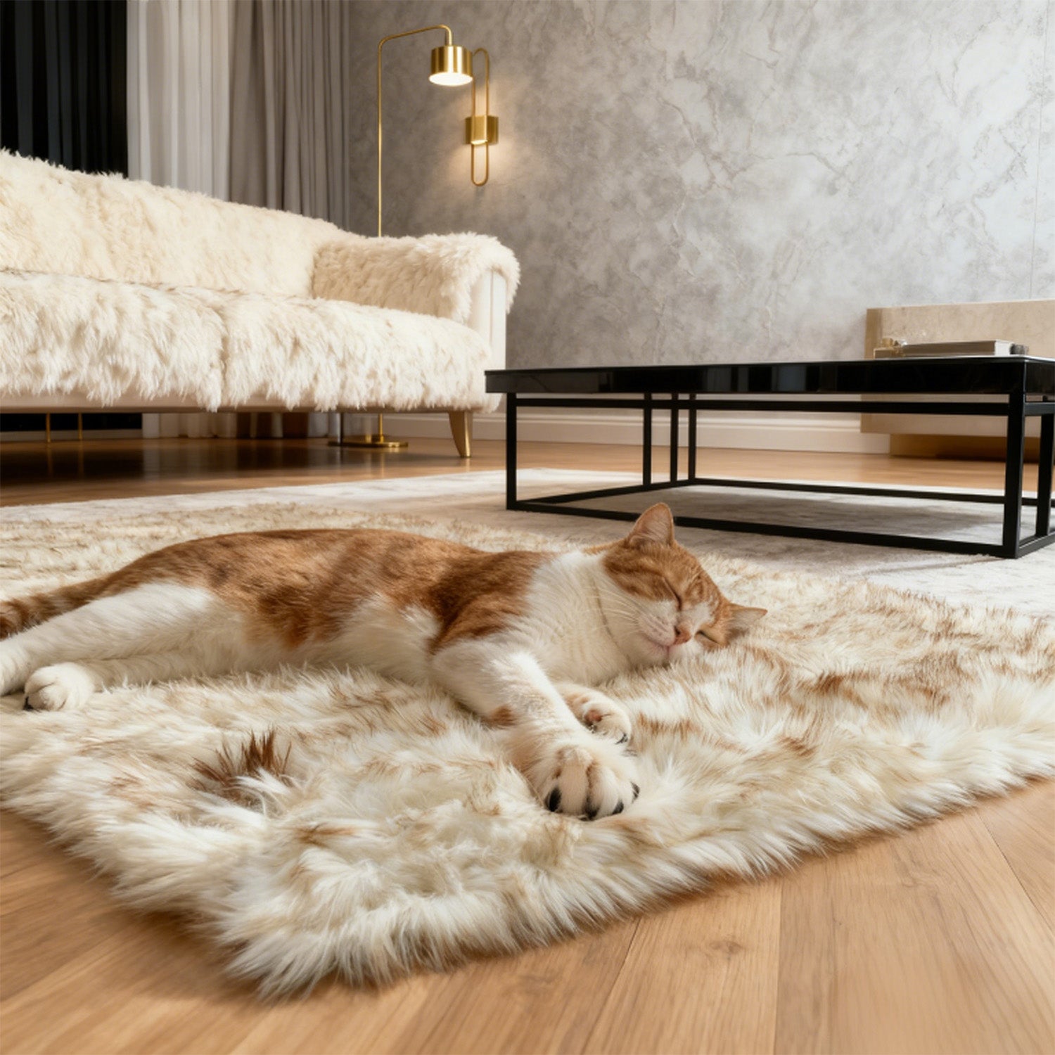 Luxury Washable Faux Sheepskin Rug - Pet & Stain Proof Shag Carpet for Home