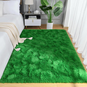 Soft Shaggy Rugs Carpets, Bedroom Rug Indoor Plush Area Rugs for Living Room, Green Fluffy Rug, Shag Plush Rug