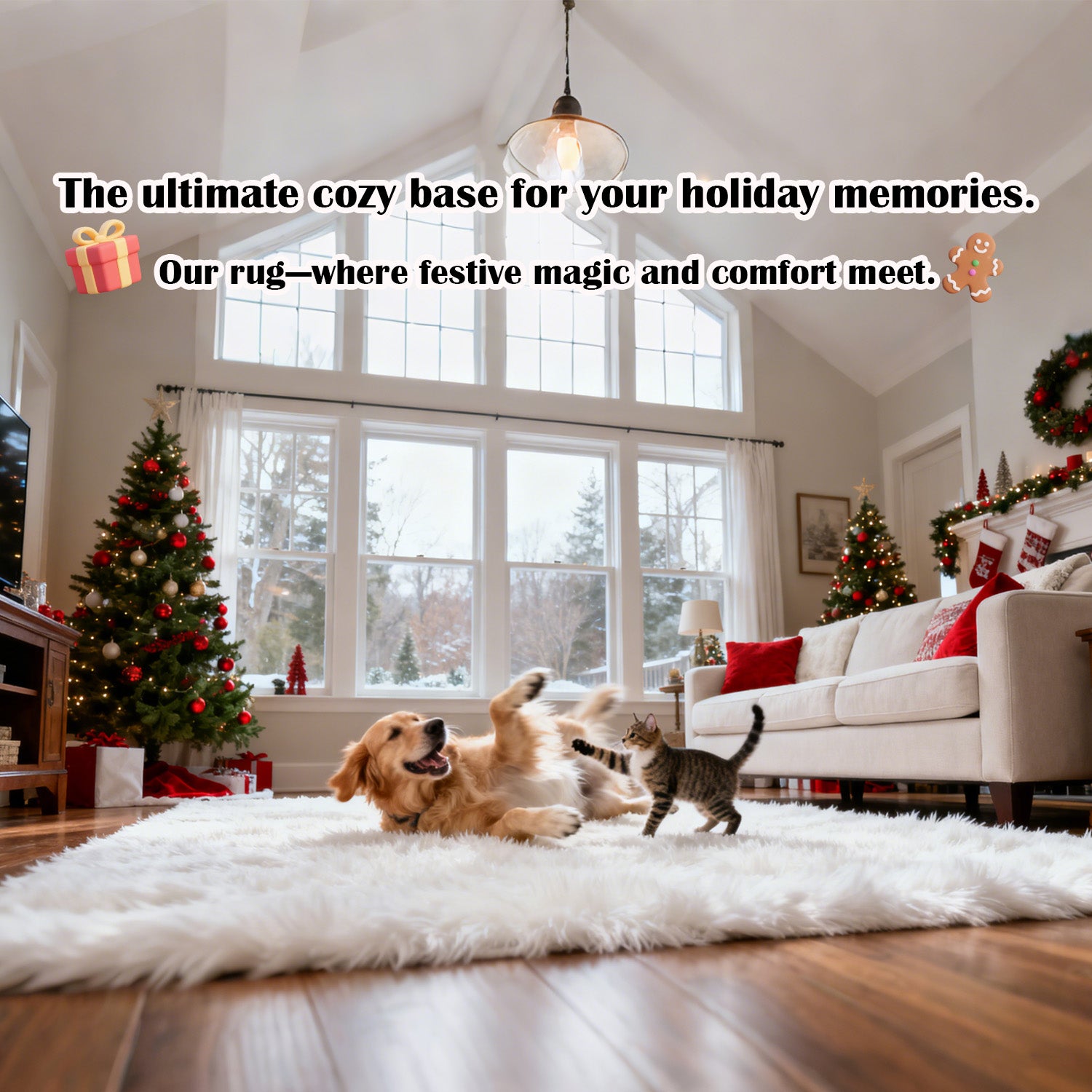 Luxury Washable Faux Sheepskin Rug - Pet & Stain Proof Shag Carpet for Home