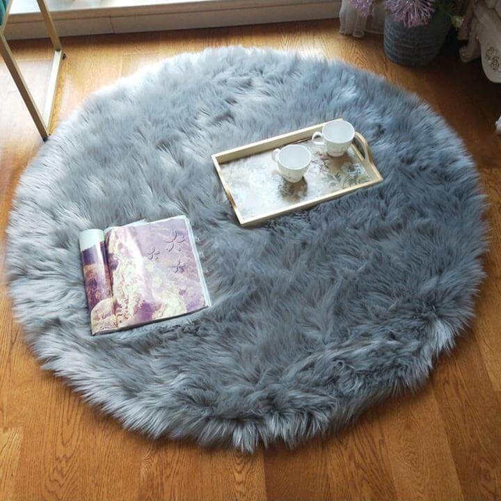 Luxurious Faux Sheepskin Round Rug,Ultra Soft Home Decor
