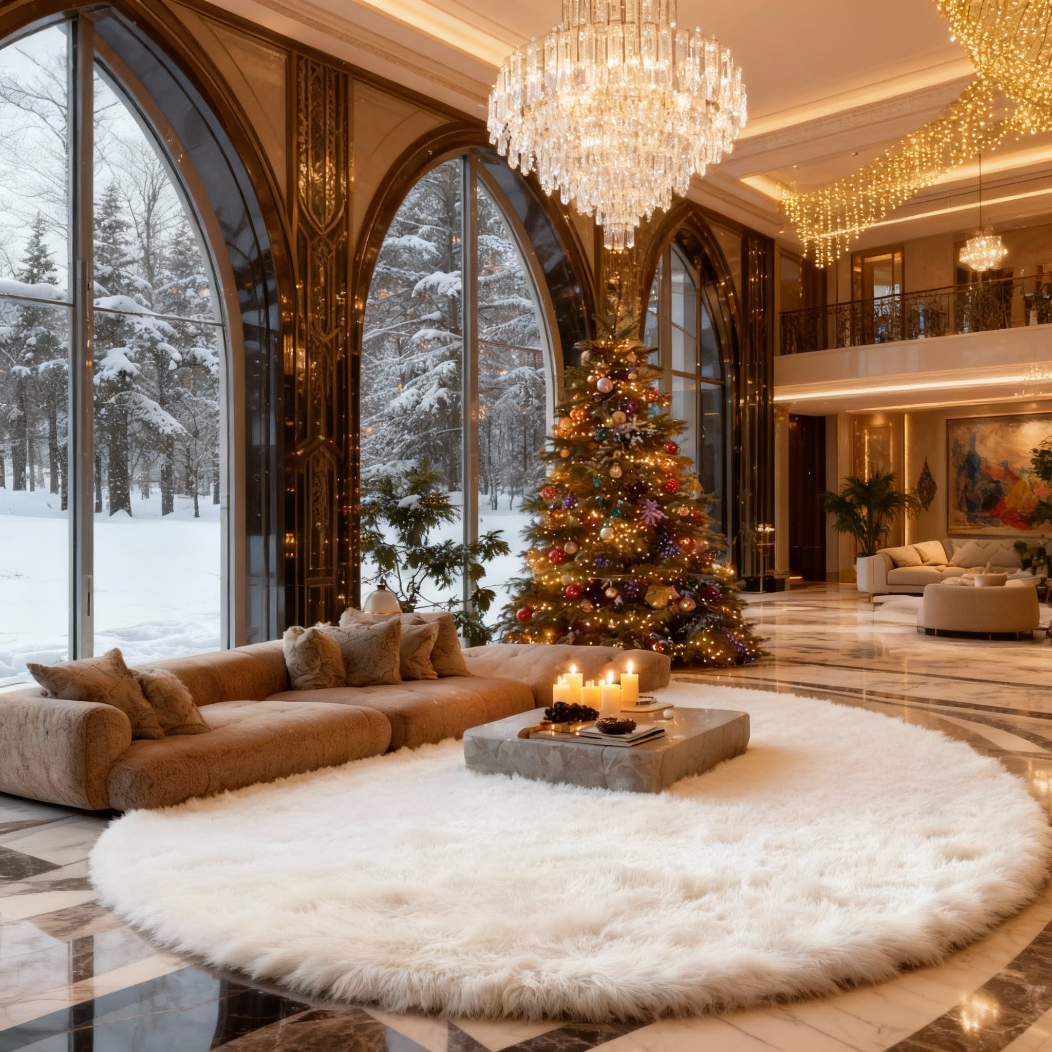 Luxurious Faux Sheepskin Round Rug,Ultra Soft Home Decor