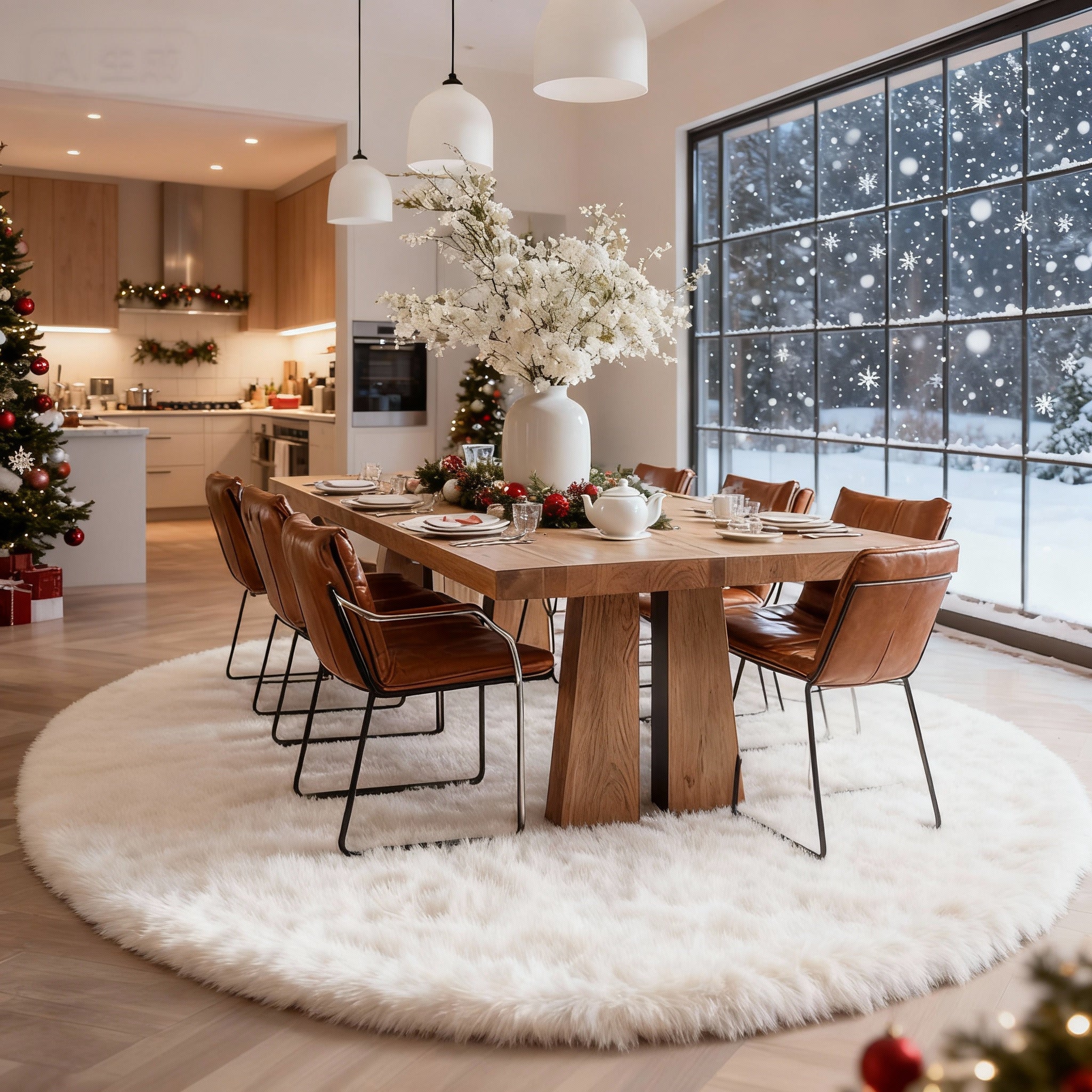 Luxurious Faux Sheepskin Round Rug,Ultra Soft Home Decor