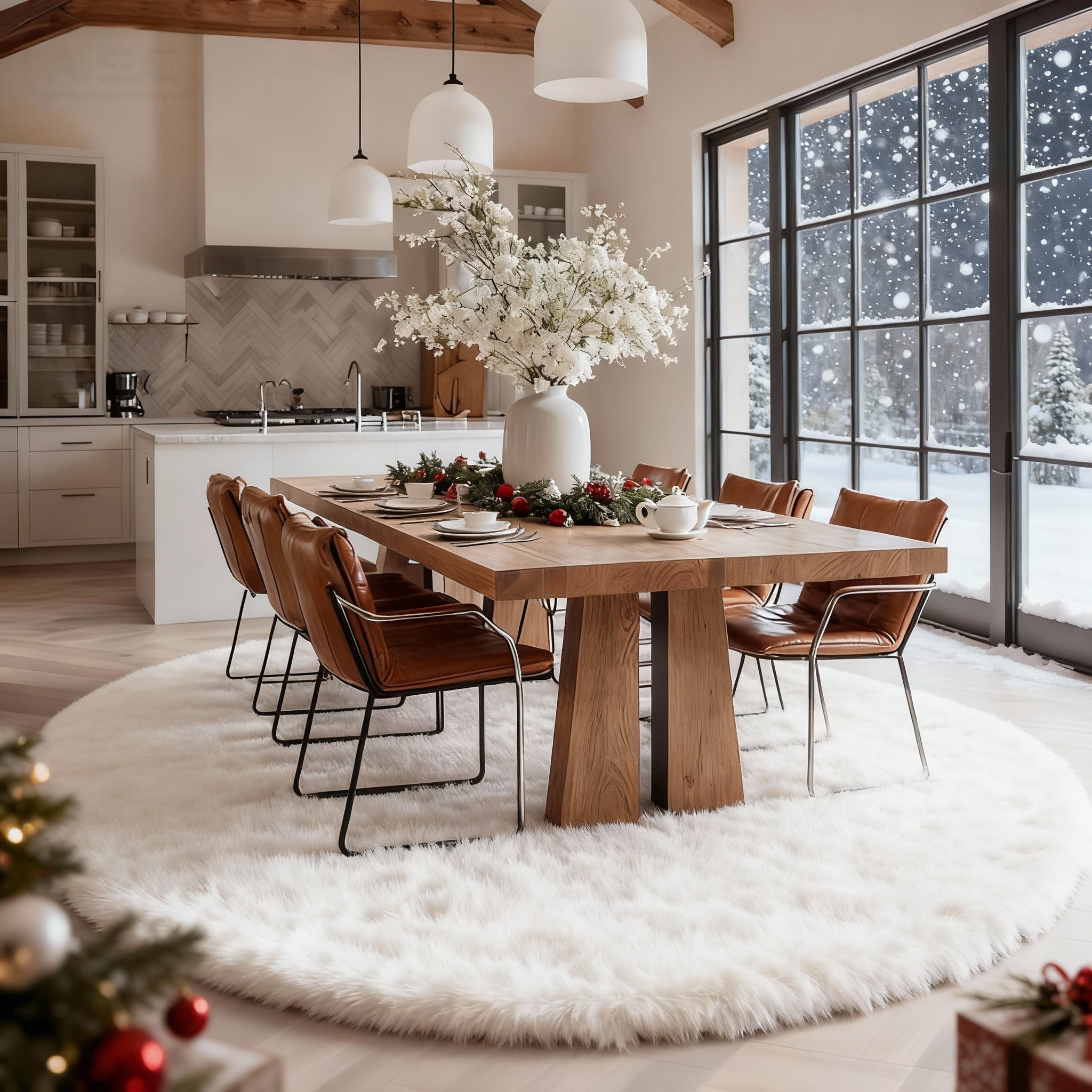 Luxurious Faux Sheepskin Round Rug,Ultra Soft Home Decor