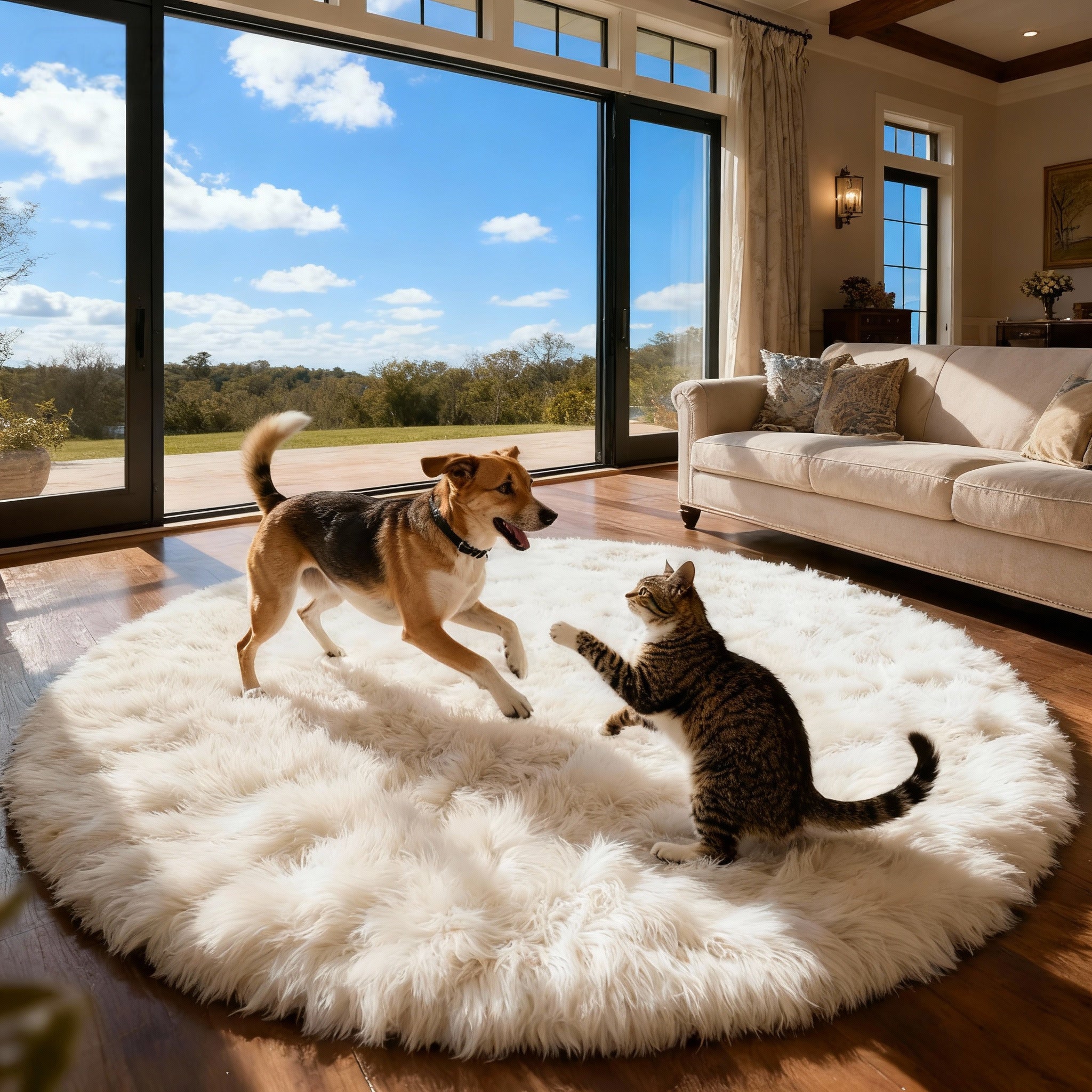 Luxurious Faux Sheepskin Round Rug,Ultra Soft Home Decor