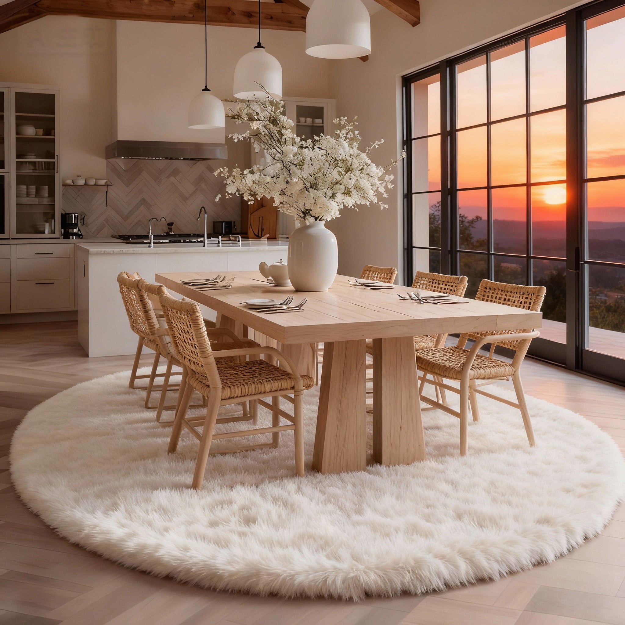 Luxurious Faux Sheepskin Round Rug,Ultra Soft Home Decor