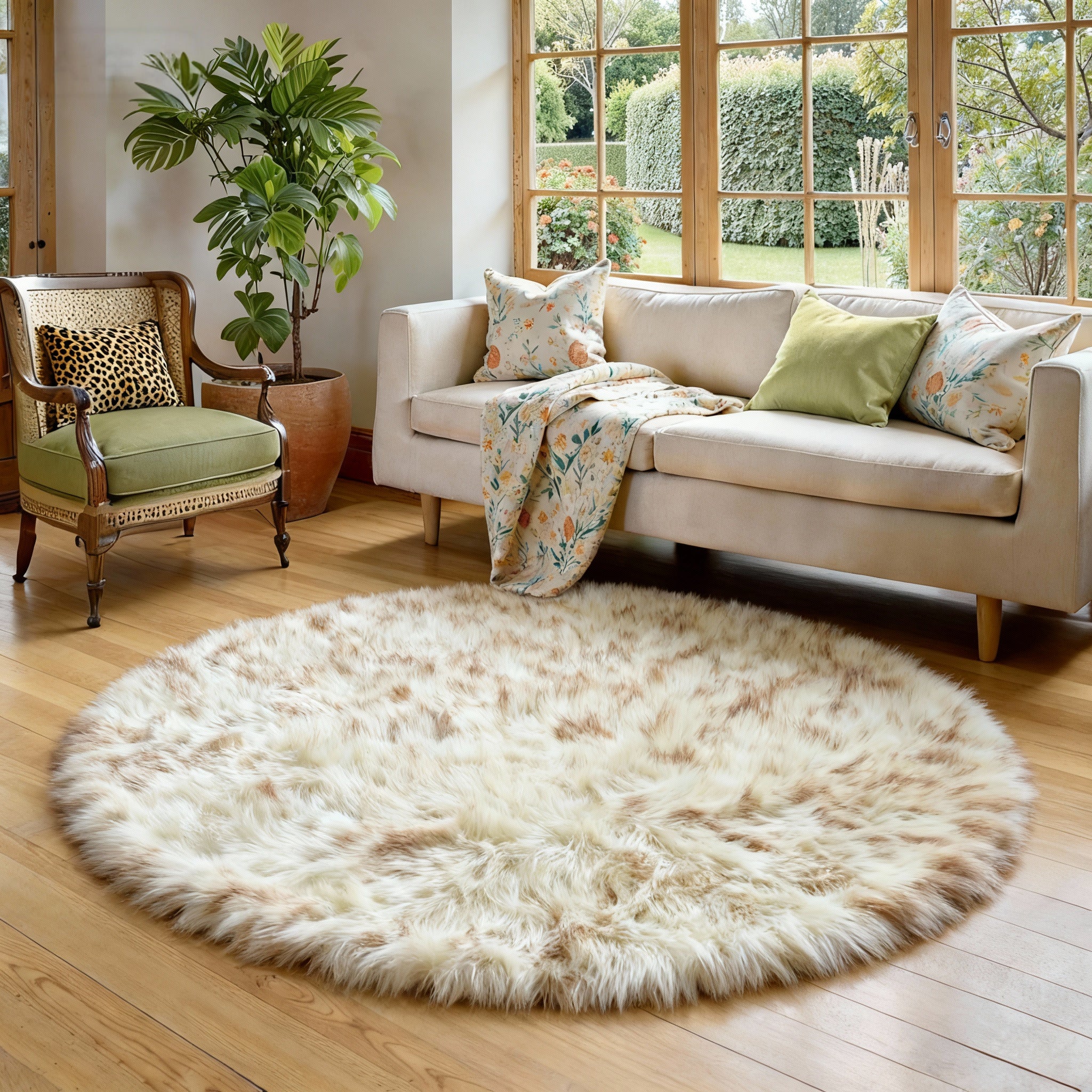 Luxurious Faux Sheepskin Round Rug,Ultra Soft Home Decor