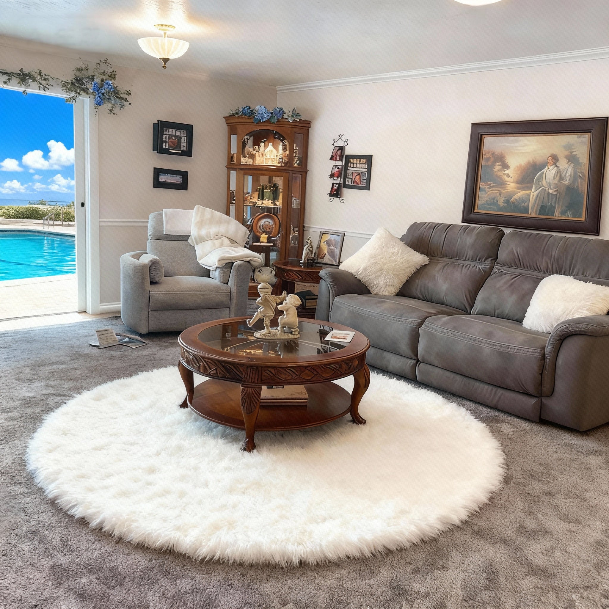 Luxurious Faux Sheepskin Round Rug,Ultra Soft Home Decor