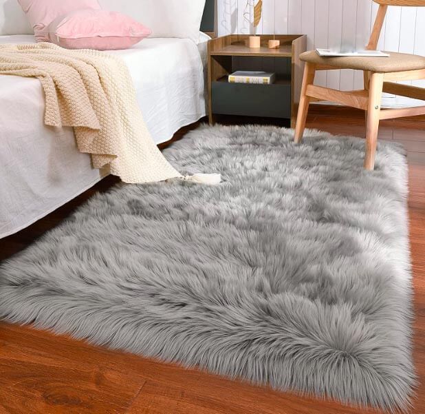 Faux Fur Sheepskin Rug for Living Room,Fluffy Washable Rug for Bedroom