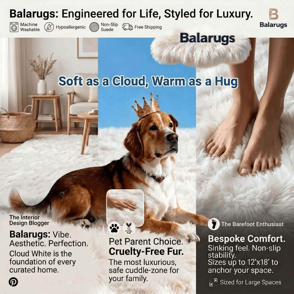 Luxury washable faux sheepskin rug in a home setting