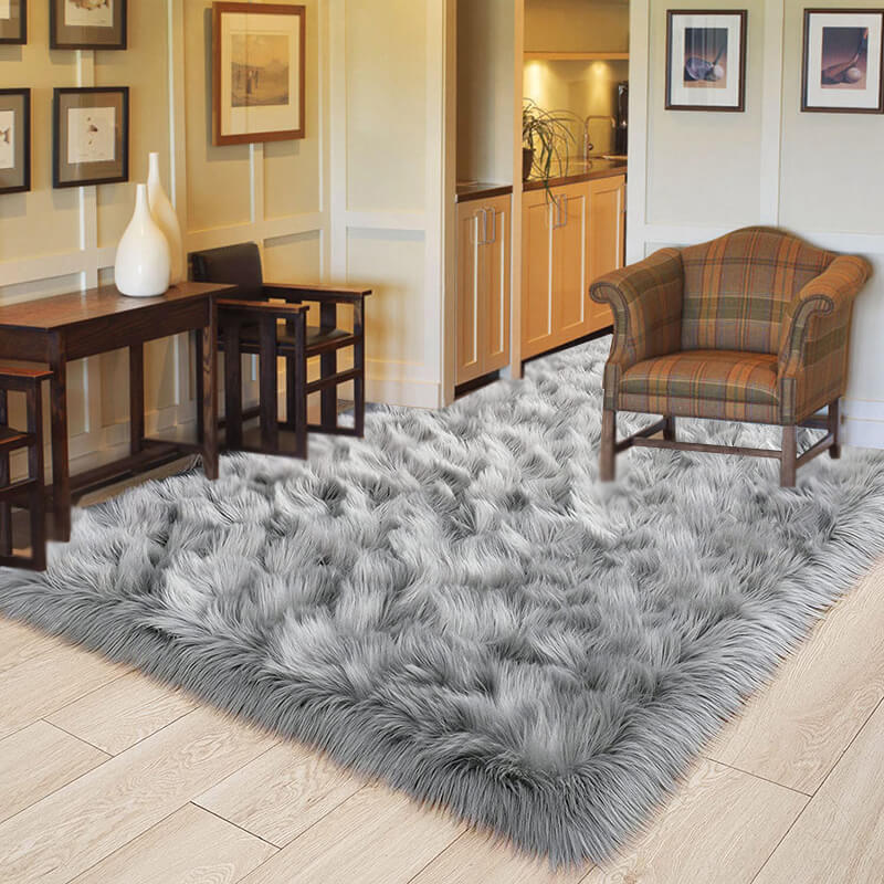 Extra-large faux sheepskin area rug for a living room