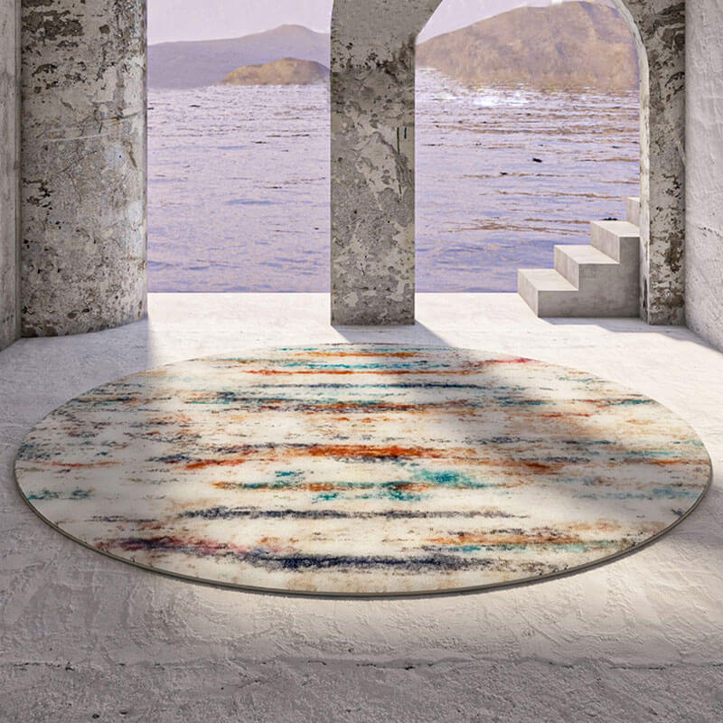 Unique Colorful Abstract Round Rug
