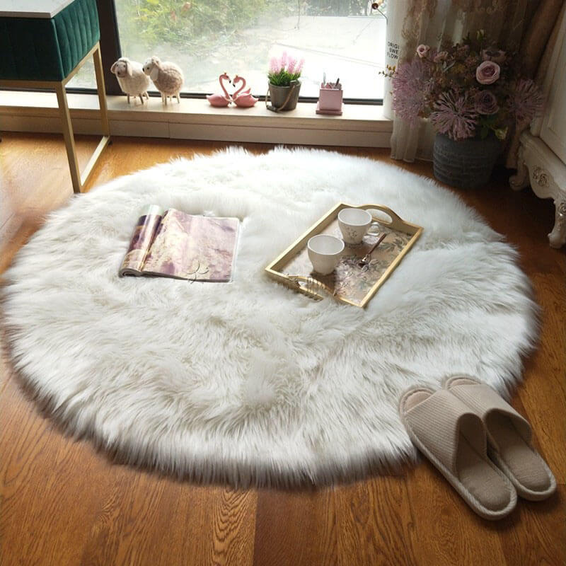Round sheepskin rugs