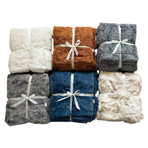 Ruched Luxurious Soft Faux Fur Throw Blanket