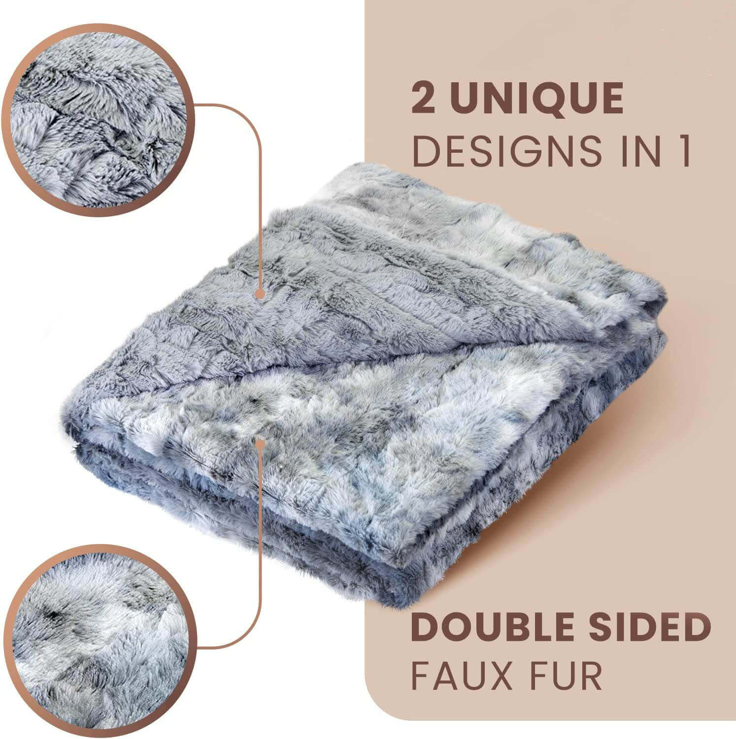 Luxury Faux Fur Throw Blanket - Soft, Fluffy