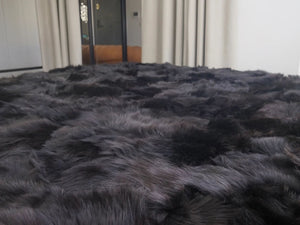 Premium Faux Sheepskin Throw Blanket Rug Black Bed Spread Sofa Throw Rug Black Rug Large Rug