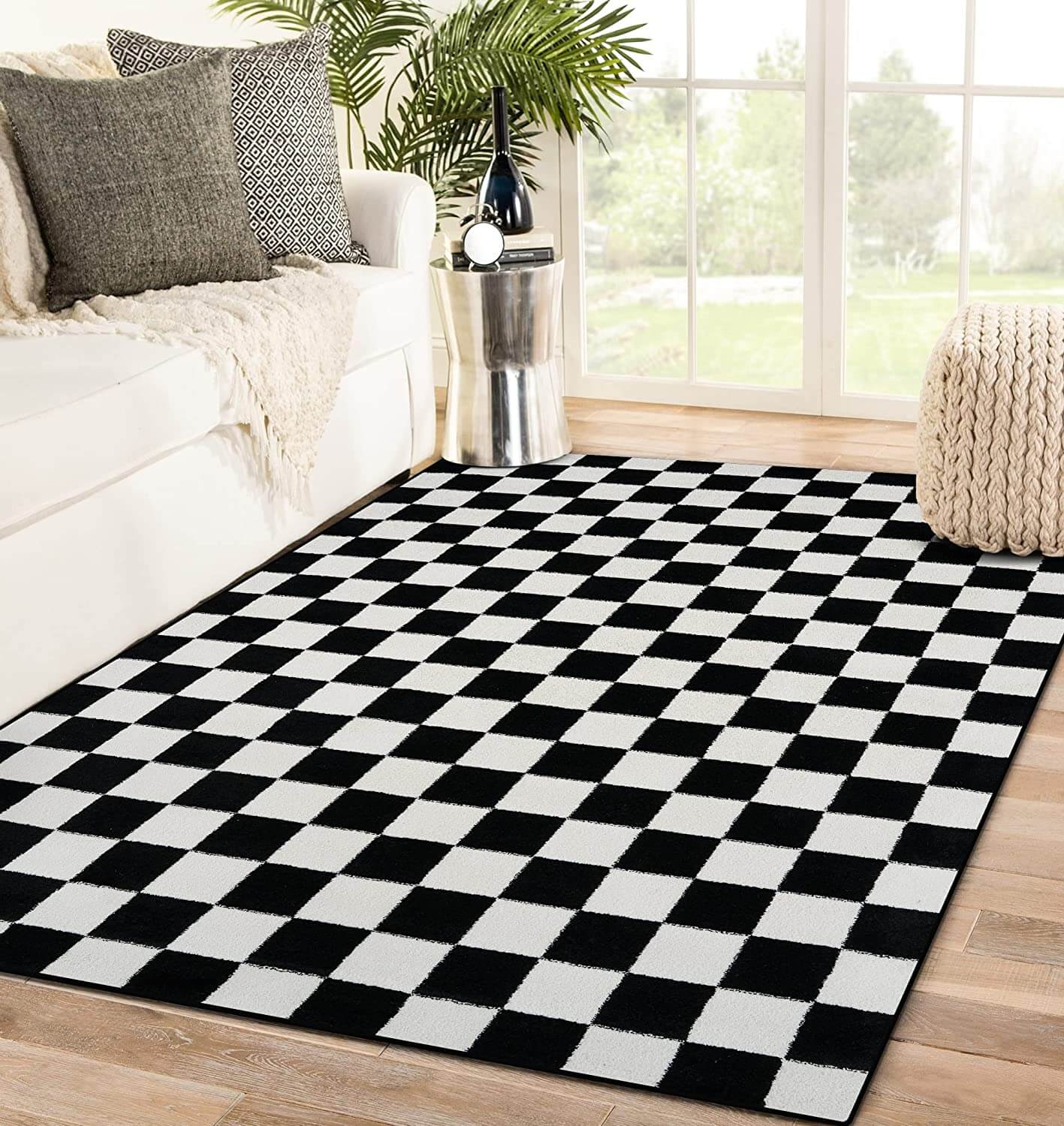 Double Rug Check Checkered Rug,Checkers Rugs,Checkerboard Rug – balarugs