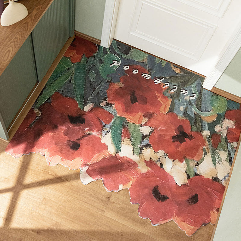 PVC Oil Painting Style Indoor Doormat, Non Slip Cuttable Entrance