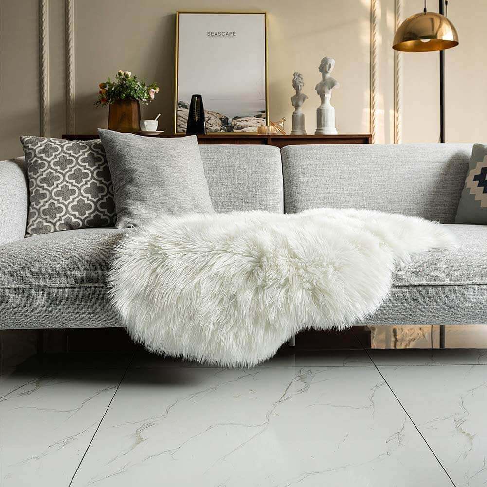 Luxury Soft Faux Sheepskin  Plush Fur Area Rugs for Bedroom | Couch Seat Cushion