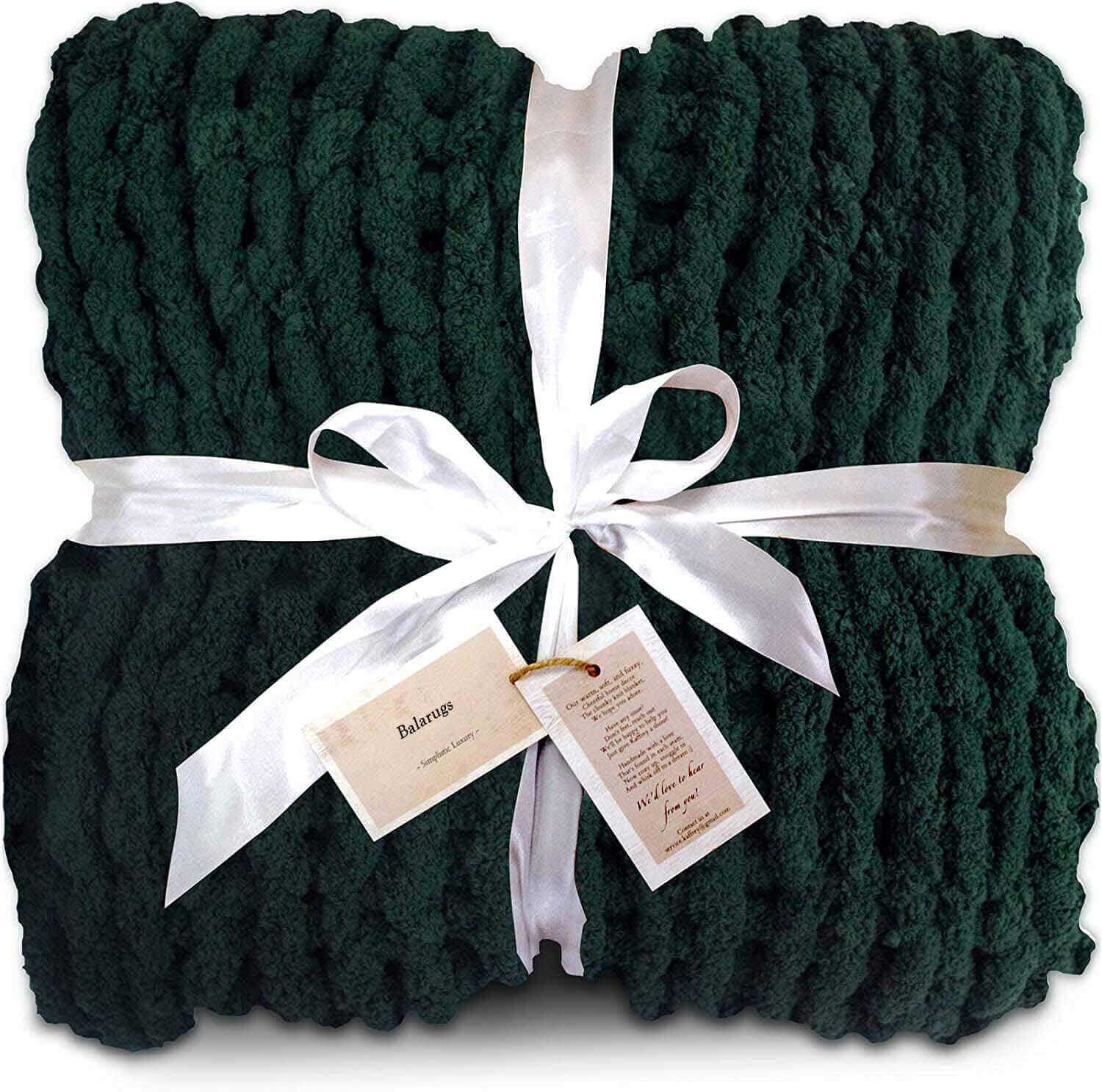 Luxury Chunky Knit Blanket, Hand-Knitted Yarn Throw Blanket, Soft Throw Blanket