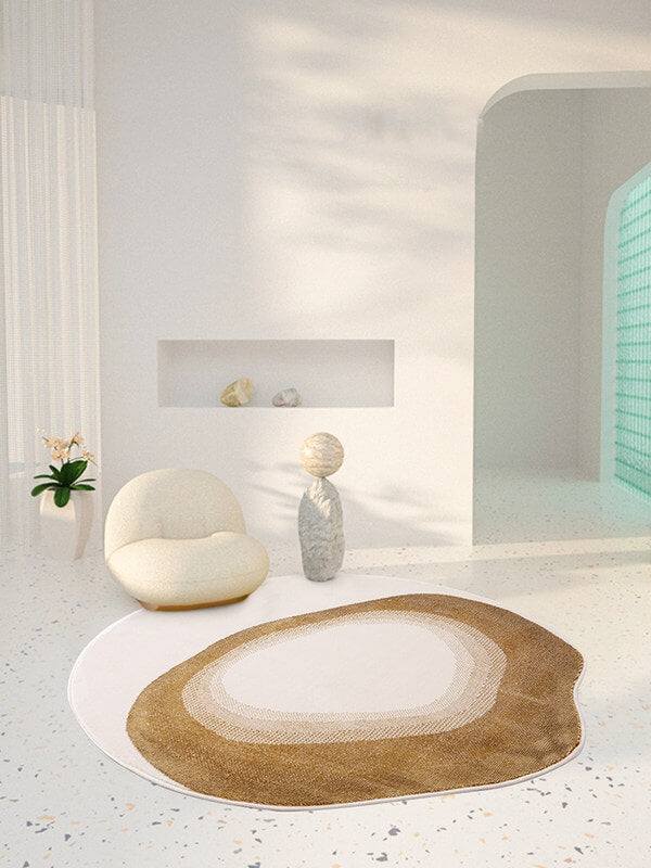 Modern Irregular Round Shape Shag Area Rug for Living Room